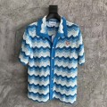 「#4459」Casablanca blue cotton high-density knitted, water ripple gradient sweater T-shirt