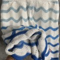 「#4460」Casablanca Blue cotton high-density knitted, water ripple gradient shorts