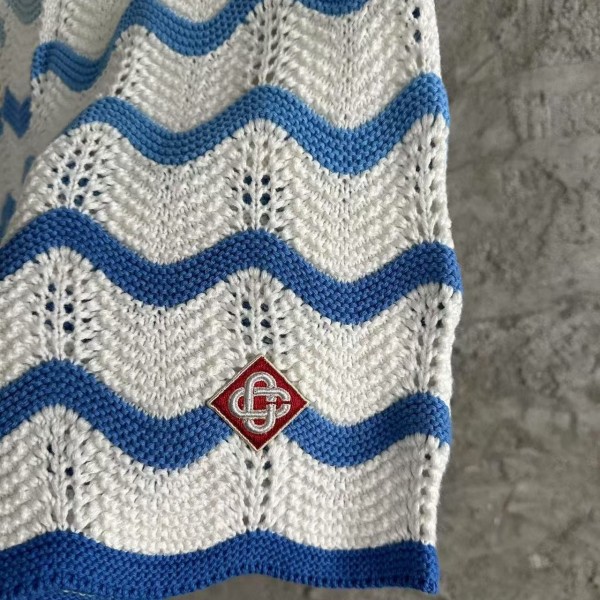 Casablanca Blue cotton high-density knitted, water ripple gradient shorts
