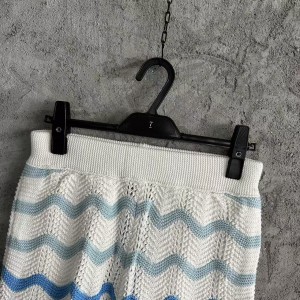 「#4460」Casablanca Blue cotton high-density knitted, water ripple gradient shorts