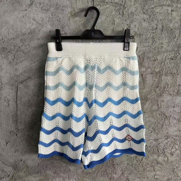 「#4460」Casablanca Blue cotton high-density knitted, water ripple gradient shorts