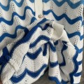 「#4461」Casablanca blue cotton high-density knitted, water ripple gradient sweater T-shirt