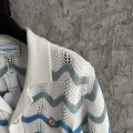 「#4461」Casablanca blue cotton high-density knitted, water ripple gradient sweater T-shirt