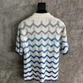「#4461」Casablanca blue cotton high-density knitted, water ripple gradient sweater T-shirt