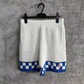 「#4462」Casablanca, blue cotton high density knit, woven plaid shorts