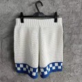 「#4462」Casablanca, blue cotton high density knit, woven plaid shorts