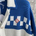 「#4463」Casablanca, blue cotton high density knit, woven sweater T-shirt
