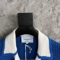 「#4463」Casablanca, blue cotton high density knit, woven sweater T-shirt