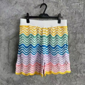 「#4464」Casablanca, rainbow-colored cotton high-density knit, water ripple gradient sweatshirt T-shirt