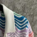 「#4465」Casablanca, rainbow-colored cotton high-density knit, water ripple gradient sweater T-shirt