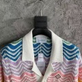 「#4465」Casablanca, rainbow-colored cotton high-density knit, water ripple gradient sweater T-shirt