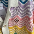 「#4465」Casablanca, rainbow-colored cotton high-density knit, water ripple gradient sweater T-shirt