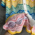 「#4465」Casablanca, rainbow-colored cotton high-density knit, water ripple gradient sweater T-shirt