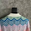 「#4465」Casablanca, rainbow-colored cotton high-density knit, water ripple gradient sweater T-shirt