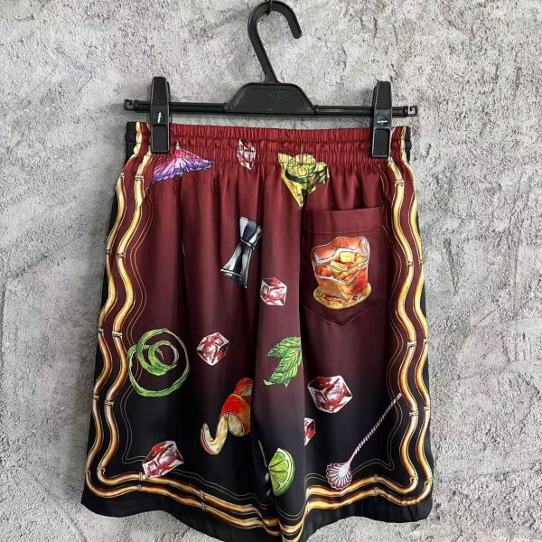 CASABLANCA SpringSummer Red Printed Silk Shorts