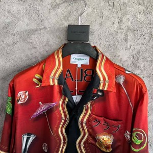 「#4469」CASABLANCA SpringSummer Red Printed Silk T-Shirt