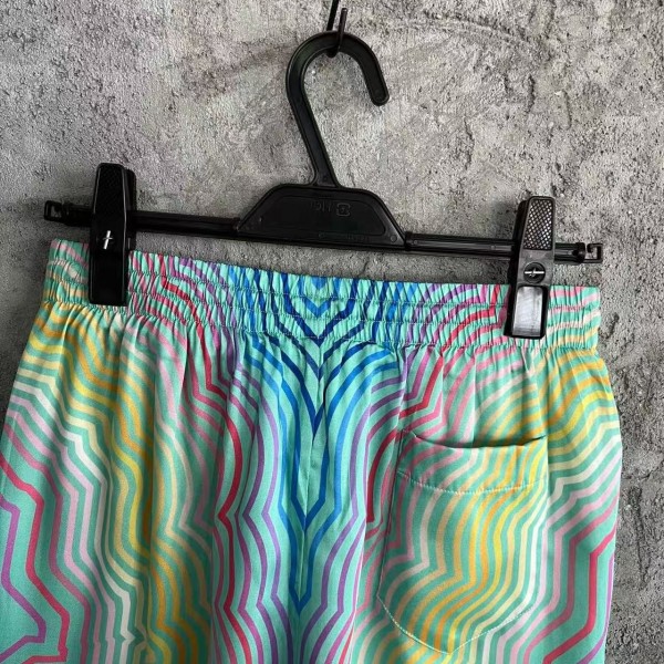 CASABLANCA SpringSummer Blue Line Printed Silk Shorts