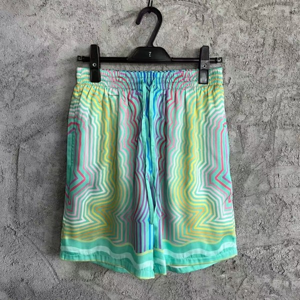 「#4470」CASABLANCA SpringSummer Blue Line Printed Silk Shorts