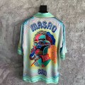 「#4471」CASABLANCA SpringSummer Blue Character Print Silk T-shirt