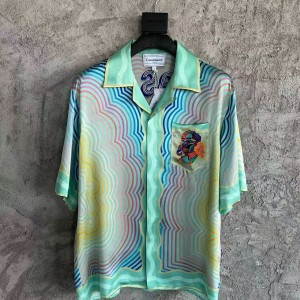 「#4471」CASABLANCA SpringSummer Blue Character Print Silk T-shirt