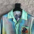 「#4471」CASABLANCA SpringSummer Blue Character Print Silk T-shirt