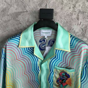 「#4471」CASABLANCA SpringSummer Blue Character Print Silk T-shirt