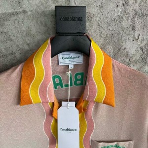「#4475」CASABLANCA SpringSummer Large LOGO Pattern Silk T-Shirt