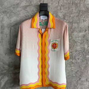 「#4475」CASABLANCA SpringSummer Large LOGO Pattern Silk T-Shirt