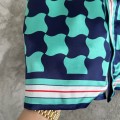 「#4477」CASABLANCA SpringSummer Geometric Silk Plaid T-shirt