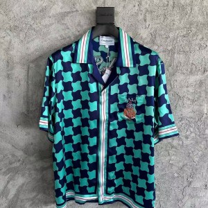 「#4477」CASABLANCA SpringSummer Geometric Silk Plaid T-shirt