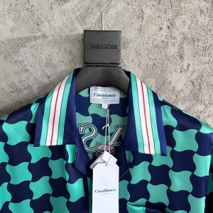 「#4477」CASABLANCA SpringSummer Geometric Silk Plaid T-shirt