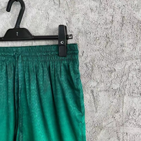 CASABLANCA Green silk jacquard shorts