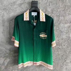 「#4479」CASABLANCA Green jacquard silk T-shirt