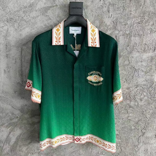 「#4479」CASABLANCA Green jacquard silk T-shirt