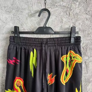 「#4480」CASABLANCA Black rock pattern silk shorts
