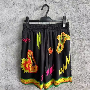 「#4480」CASABLANCA Black rock pattern silk shorts