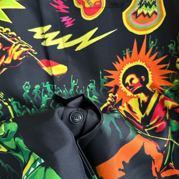 CASABLANCA Black rock graphic silk T-shirt