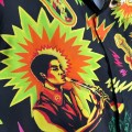 「#4481」CASABLANCA Black rock graphic silk T-shirt
