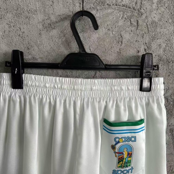 CASABLANCA Colorful portrait pattern silk white shorts