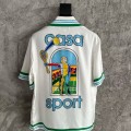 「#4483」CASABLANCA Colorful portrait pattern silk white T-shirt