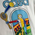 「#4483」CASABLANCA Colorful portrait pattern silk white T-shirt