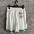「#4484」CASABLANCA White shorts in silk jacquard with orange pattern