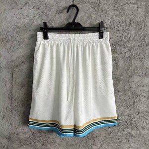 「#4484」CASABLANCA White shorts in silk jacquard with orange pattern