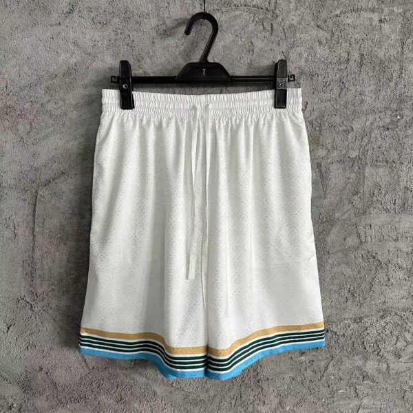 「#4484」CASABLANCA White shorts in silk jacquard with orange pattern