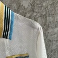 「#4485」CASABLANCA White silk jacquard T-shirt with orange pattern