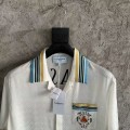 「#4485」CASABLANCA White silk jacquard T-shirt with orange pattern