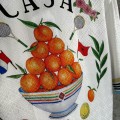「#4485」CASABLANCA White silk jacquard T-shirt with orange pattern