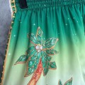 「#4486」CASABLANCA Green jewel pattern silk shorts