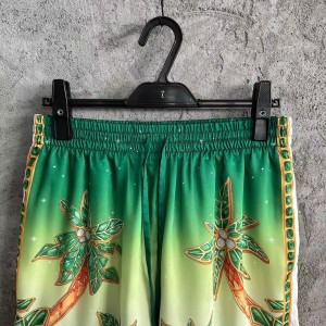 「#4486」CASABLANCA Green jewel pattern silk shorts