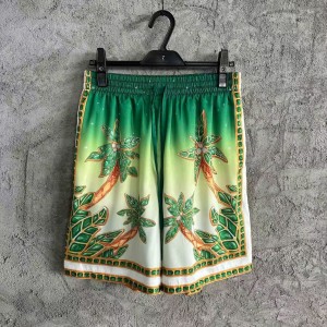 「#4486」CASABLANCA Green jewel pattern silk shorts